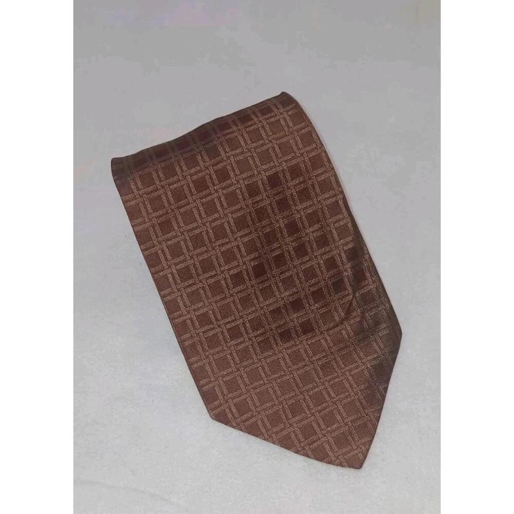 Vintage Karl Lagerfeld Mens Neck Tie Red And Gold Squares